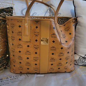 MCM Medium Reversible Liz Tote Shopper Cognac With Pouch 100% AUTHENTIC